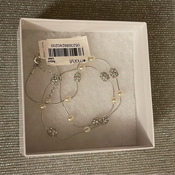 Classics silver-tone white pearl fireball ajustable necklace - Picture 2 of 8